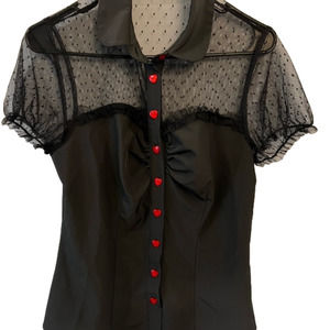 Belle Poque Women’s Retro Vintage 50s Rockabilly Polka Dot Heart Blouse Top